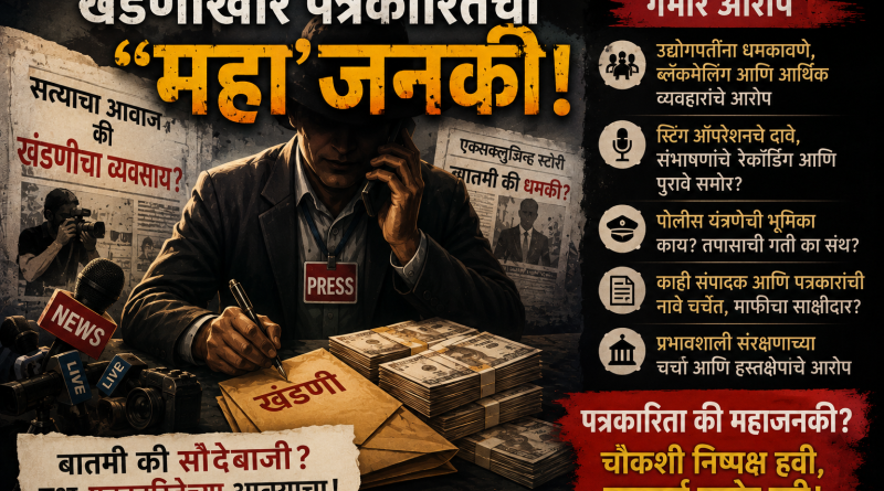 पत्रकारितेची दशा आणि दिशा :अनुभवांची मिसळ भाग ४९:कुमार कडलग, नाशिक …………… *खंडणीखोर पत्रकारितेची “महा”जनकी!*